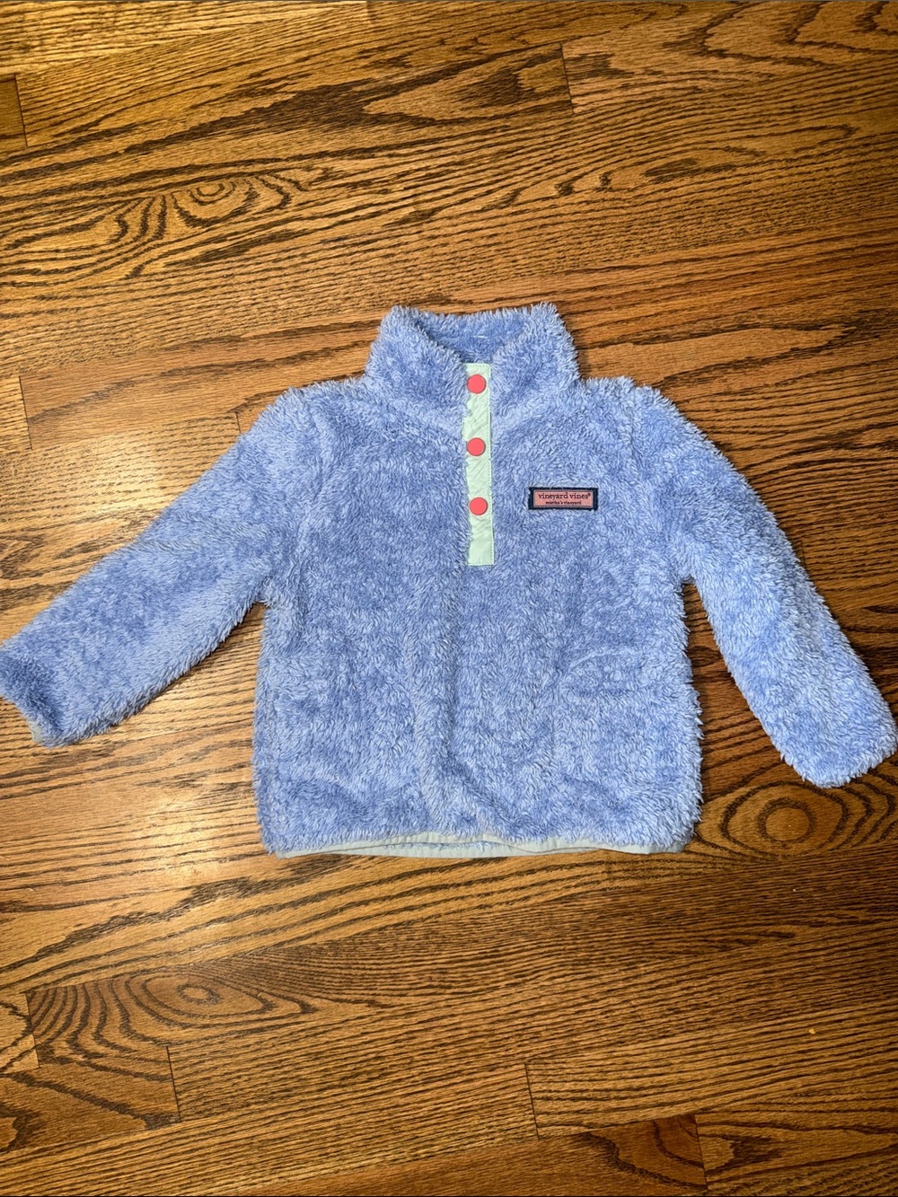 Vineyard Vines Light Blue Fuzzy Pullover with Mint Placket Size 2T